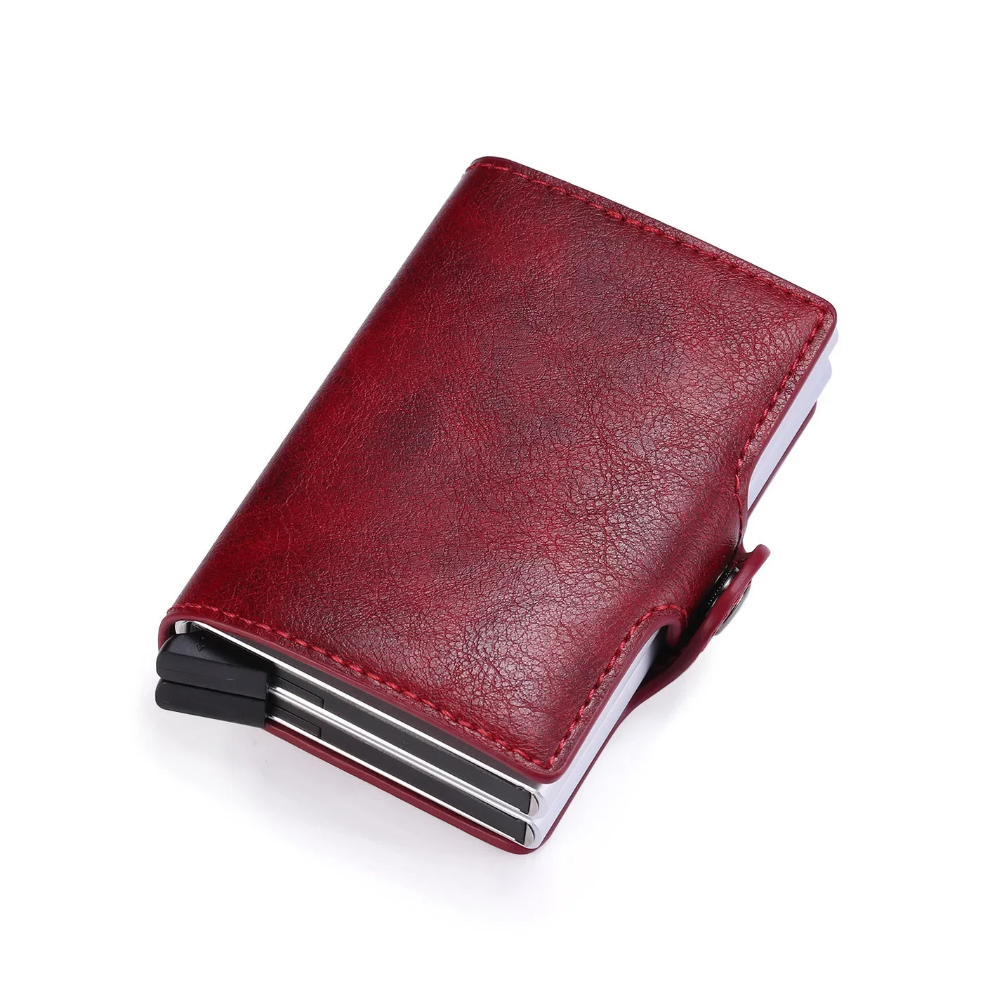 TARJETERO DE CUERO SINTETICO/ METAL CON BLOQUEO RFID, PARA 14 TARJETAS