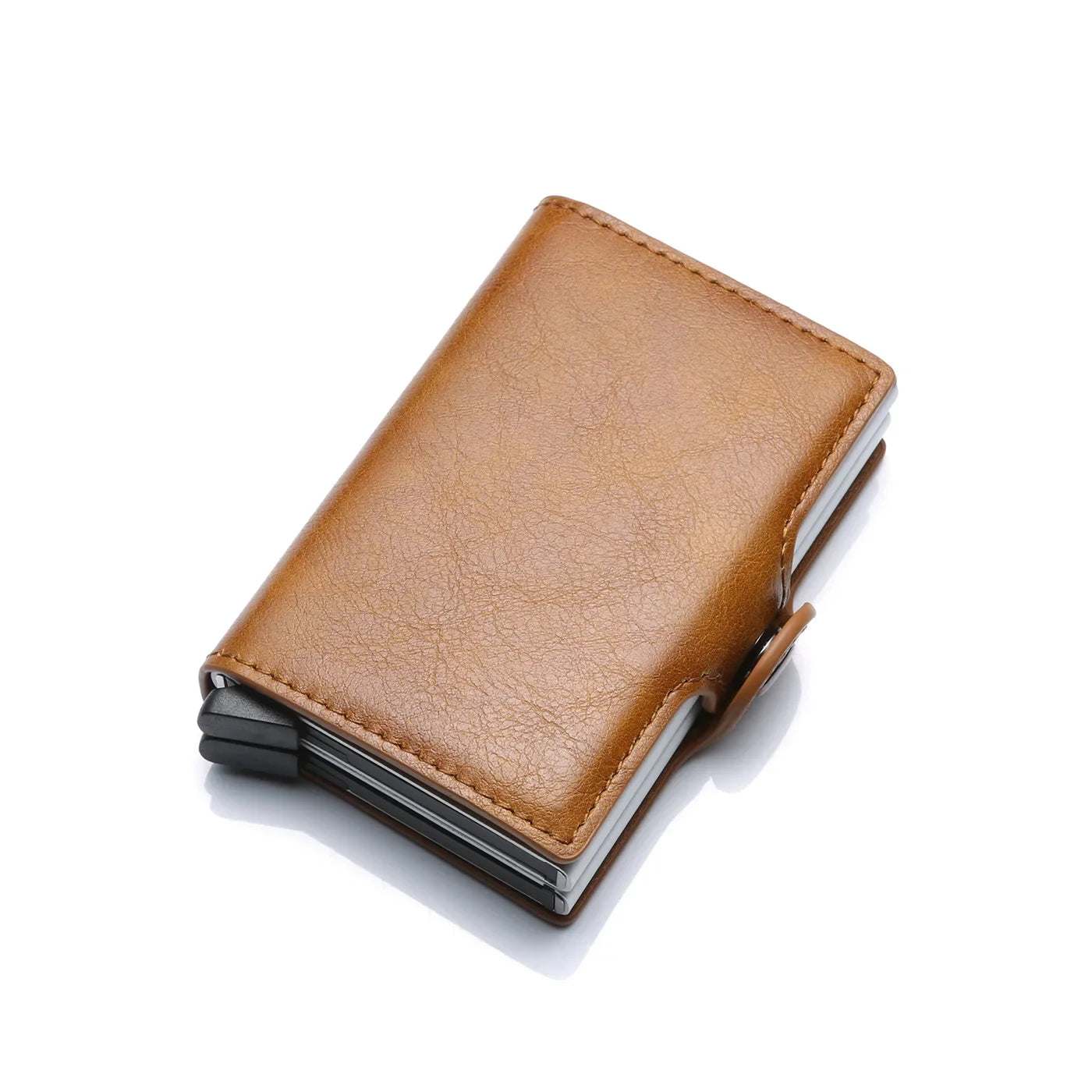 TARJETERO DE CUERO SINTETICO/ METAL CON BLOQUEO RFID, PARA 14 TARJETAS