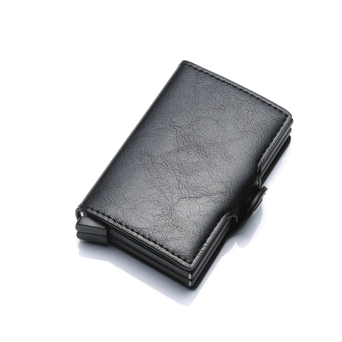 TARJETERO DE CUERO SINTETICO/ METAL CON BLOQUEO RFID, PARA 14 TARJETAS