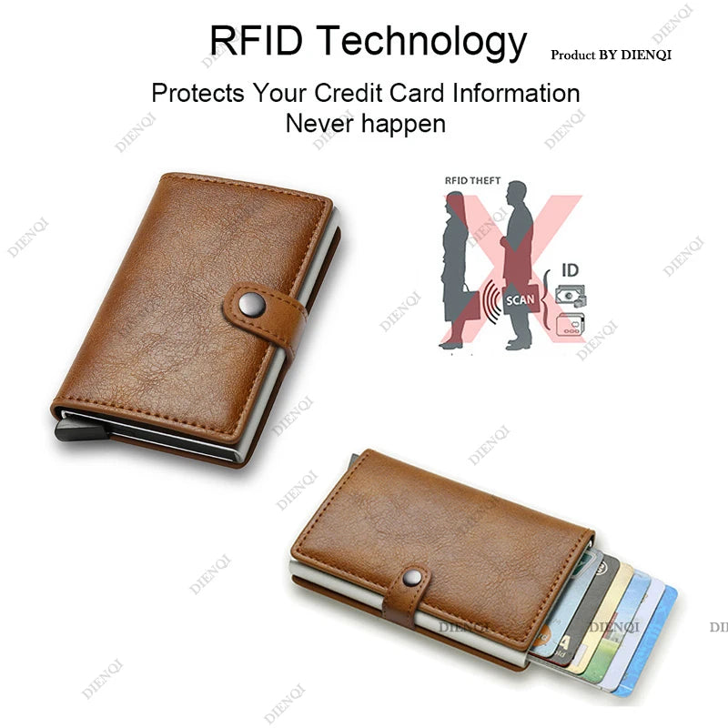 TARJETERO DE CUERO SINTETICO/ METAL CON BLOQUEO RFID