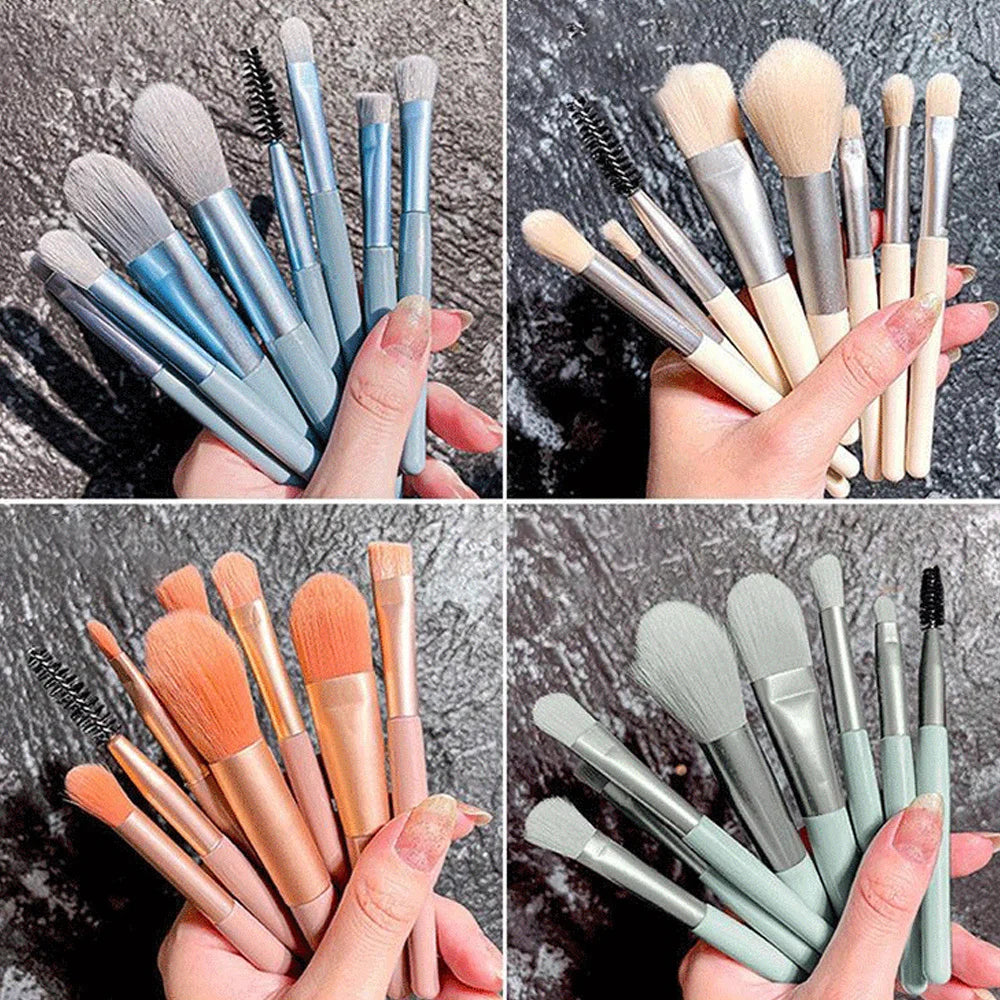 Brochas para maquillaje 8 unidades - 8Pcs Cosmetics Foundation Blush Powder Eyeshadow Blending Makeup