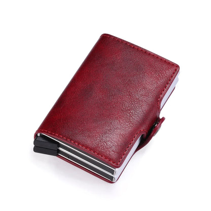 TARJETERO DE CUERO SINTETICO/ METAL CON BLOQUEO RFID, PARA 14 TARJETAS