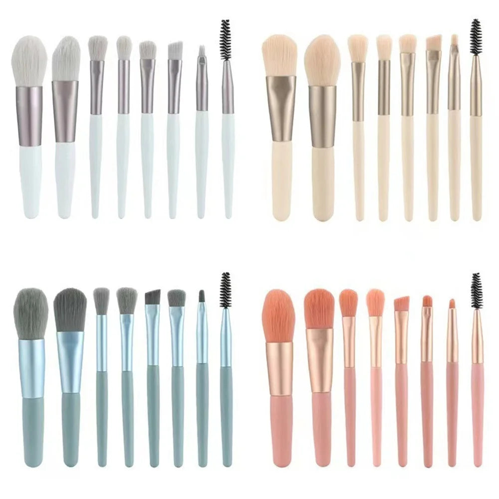 Brochas para maquillaje 8 unidades - 8Pcs Cosmetics Foundation Blush Powder Eyeshadow Blending Makeup