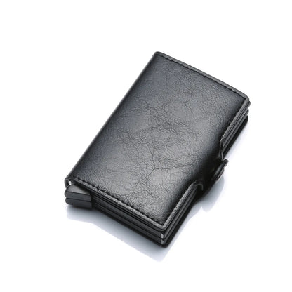 TARJETERO DE CUERO SINTETICO/ METAL CON BLOQUEO RFID, PARA 14 TARJETAS