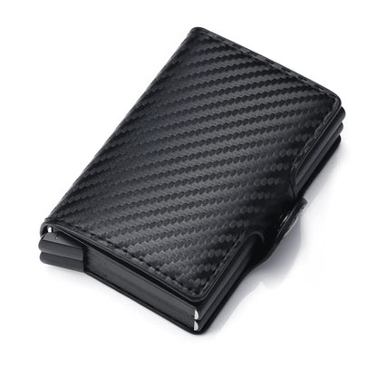 TARJETERO DE CUERO SINTETICO/ METAL CON BLOQUEO RFID, PARA 14 TARJETAS
